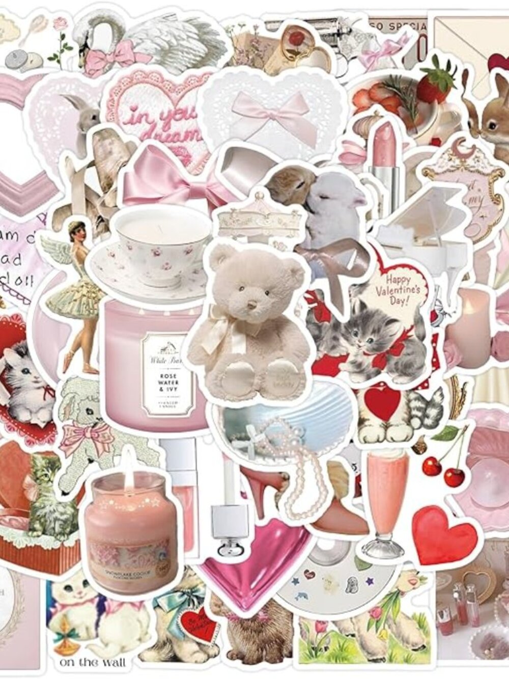 60pcs Coquette‎ Stickers Cute Vinyl Laptop Stickers Waterproof Aesthetic